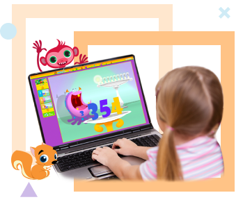 child plays online maths games with Mathseeds